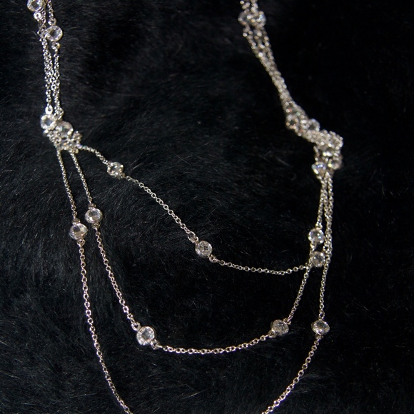 Triple lines sits perfectly White Topaz Necklace - Picture 4 of 4